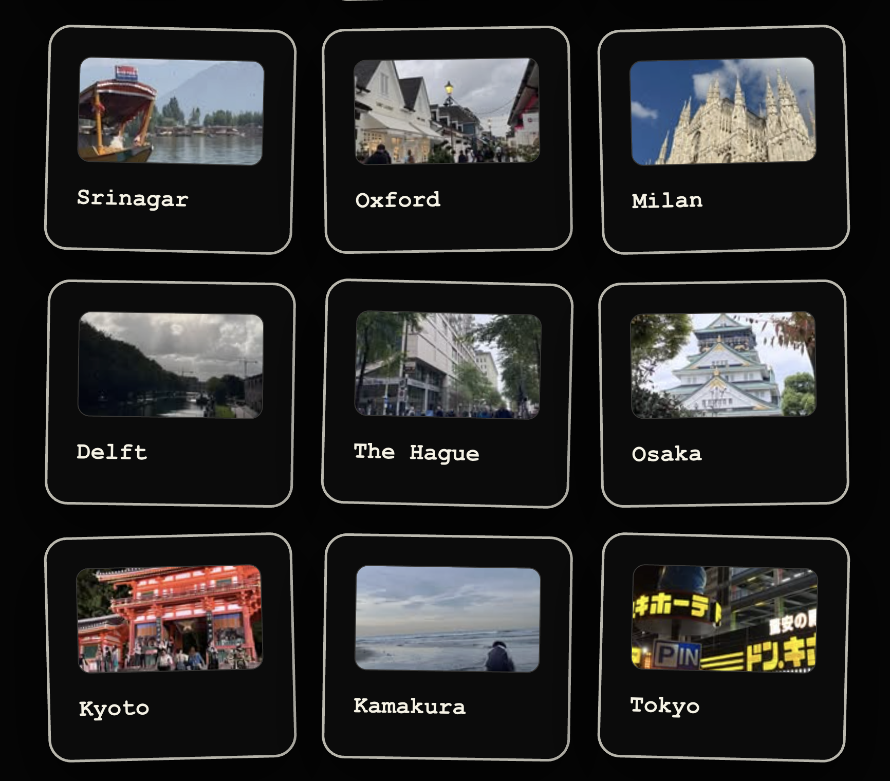 Collage of cities explored