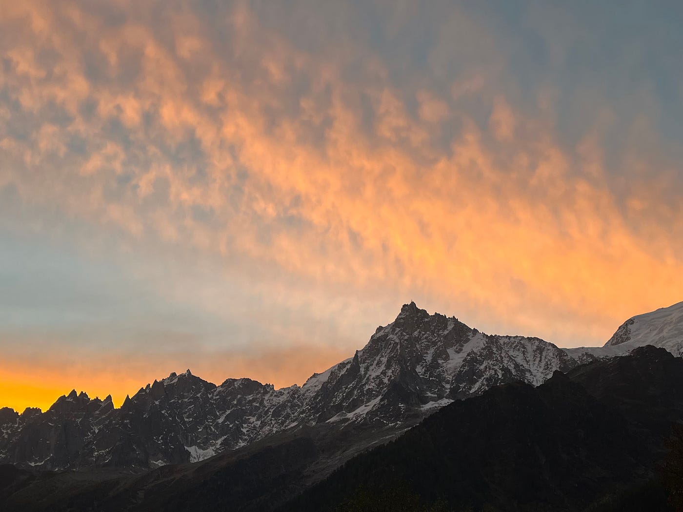 Morning view from the Rocky Pop hotel, Chamonix